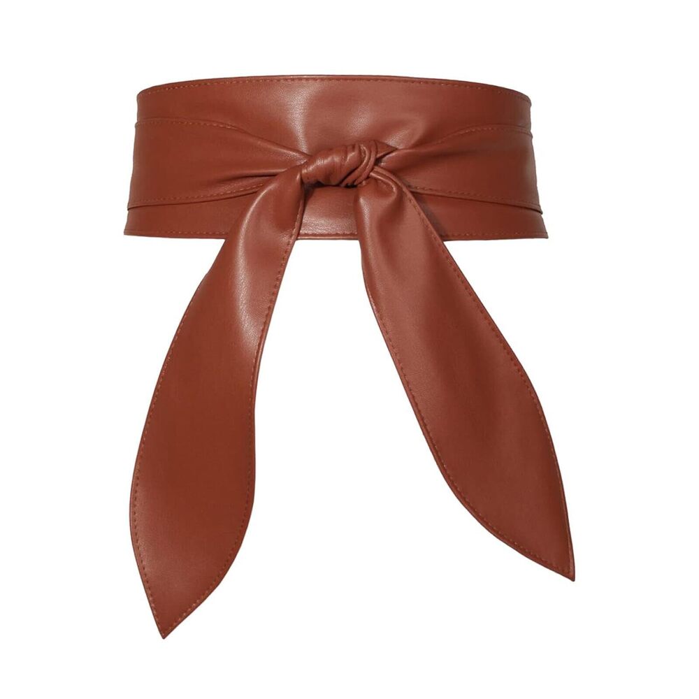 9176 Womens Obi Belt Fashion Corset Wide Leather Knotted Cinch Tie